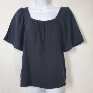 Maurices Black Cotton Flutter Sleeve Top M
